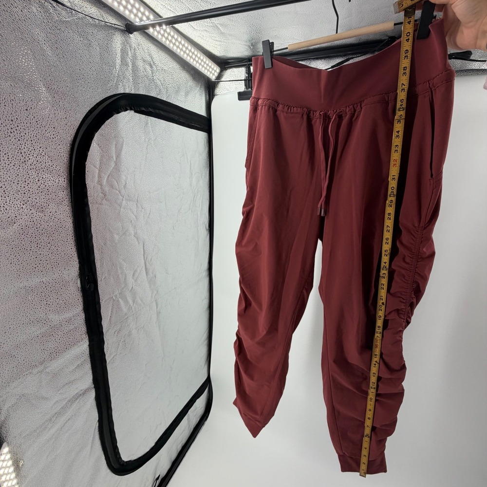 Athleta Attitude Lined Pant Terracotta Red Ruched Joggers Tall 10T High Rise - Picture 4 of 5